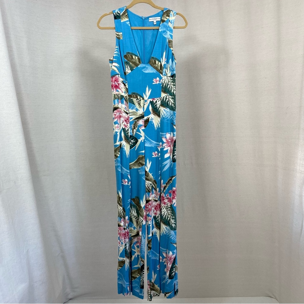 NWOT Guess Tropical Print Split Leg Sleeveless Jumpsuit